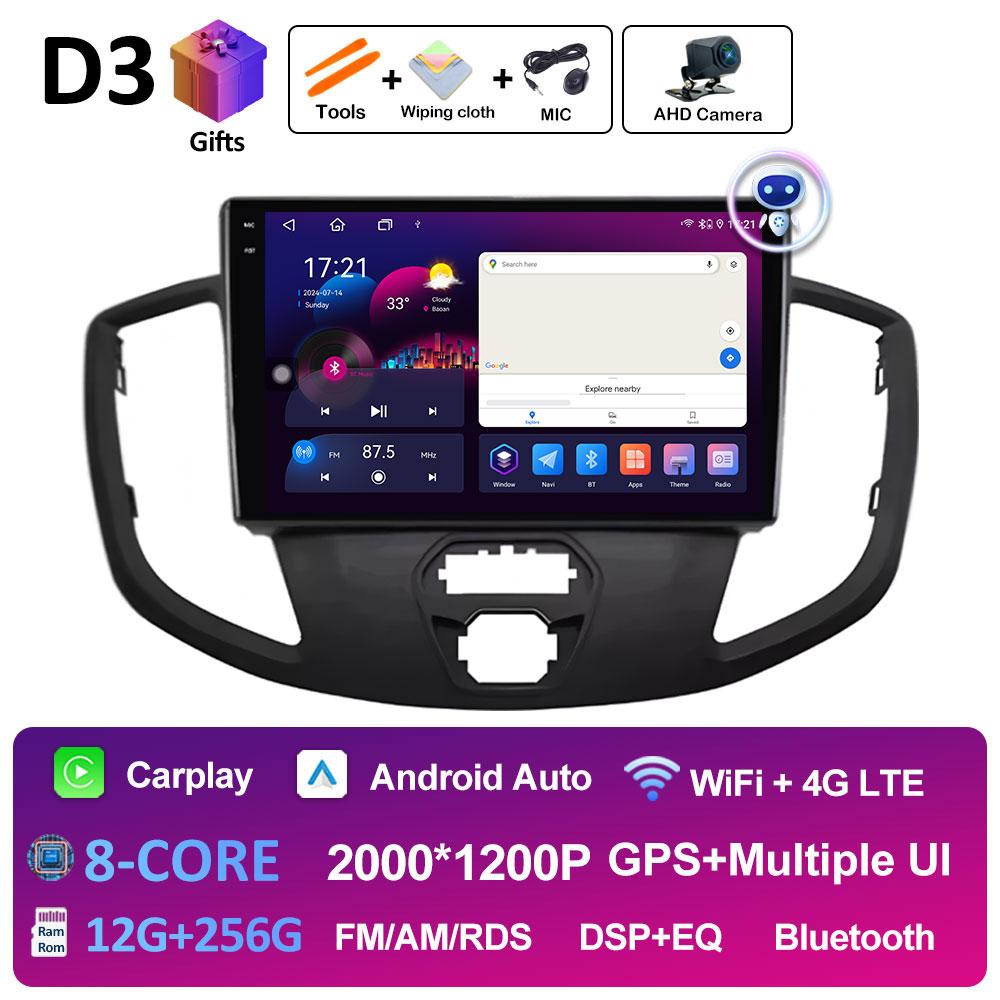 Android 14 Wireless Carplay For Ford Transit 2015 2016 2017 2018 Navigation GPS Cooling Fan Autoradio Car Multimedia Player WIFI
