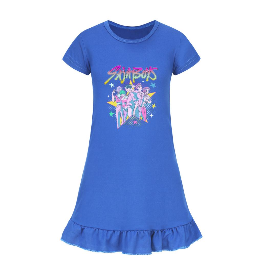 5054 Kids Girls Sajaboys Mira Zoey Rumi Printed Ruffle Short Sleeves Casual Dress