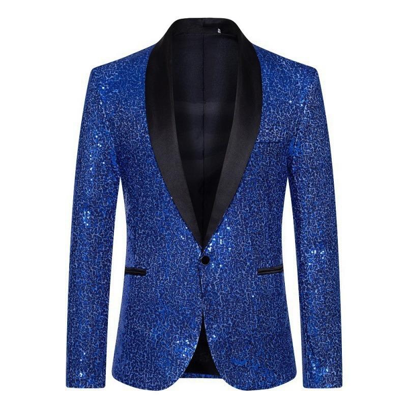 Men Sequined Blazer Casual Long Sleeve Suit Jacket