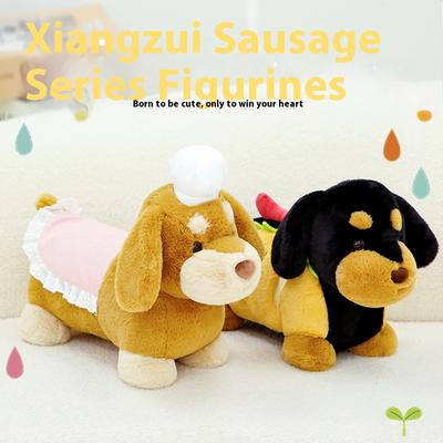Hot Dog Doll Hamburger Dog Doll Chef Puppy Plush Pillow Doll Boy and Girl Holiday Gift