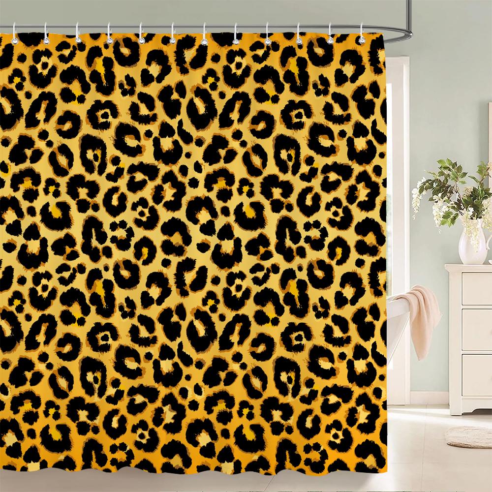 Sexy Leopard 3D Duschvorhänge Wasserdichtes Gewebe Geometrische Blume Badezimmervorhang Mit Haken Dekor 180*200cm Badewannen-Bildschirm