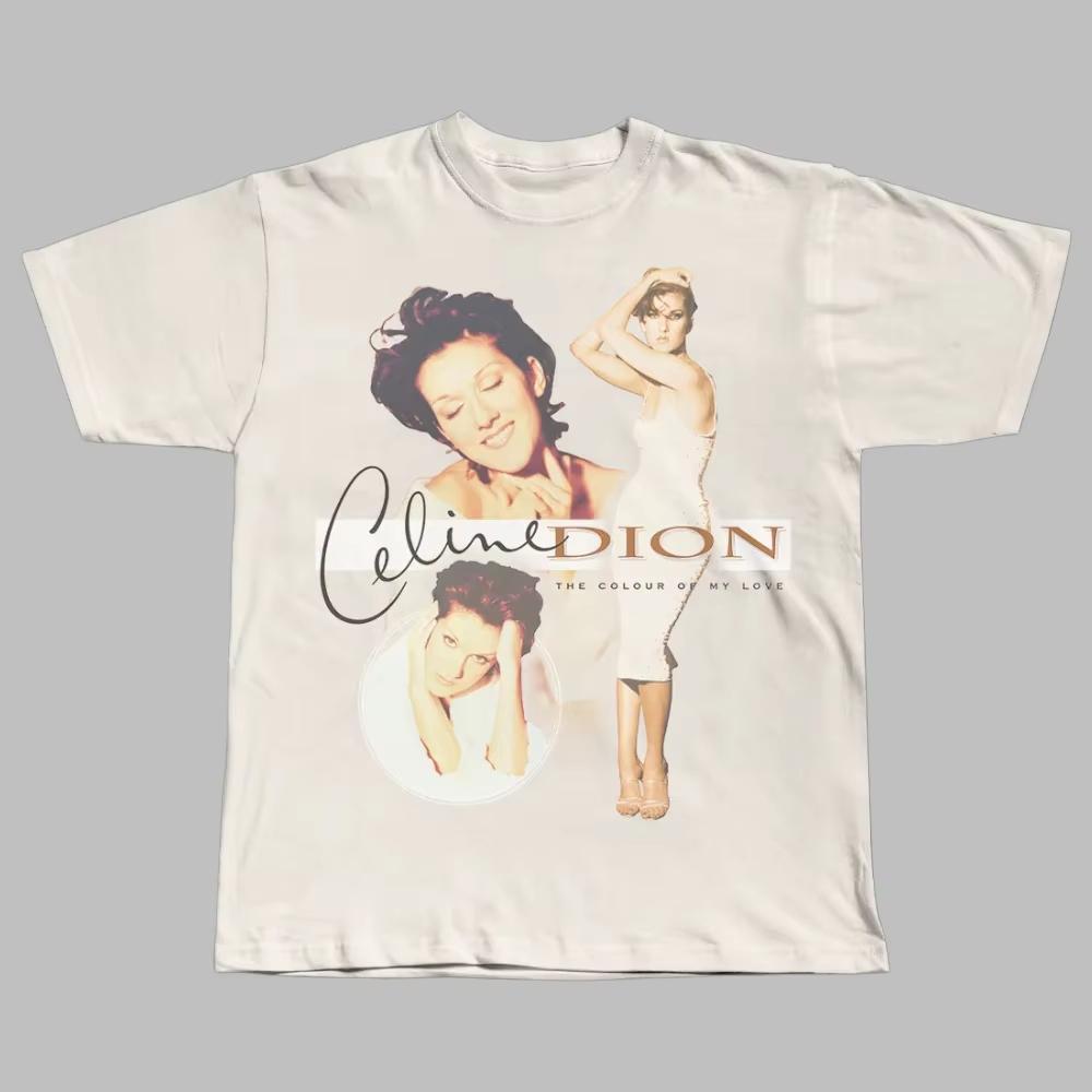 2026 Hot Sale Singer Celine Dion Portrait Graphic T-shirt Unisex Casual Oversized T-shirt Breathable Streetwear Short Sleeve Casual Tees