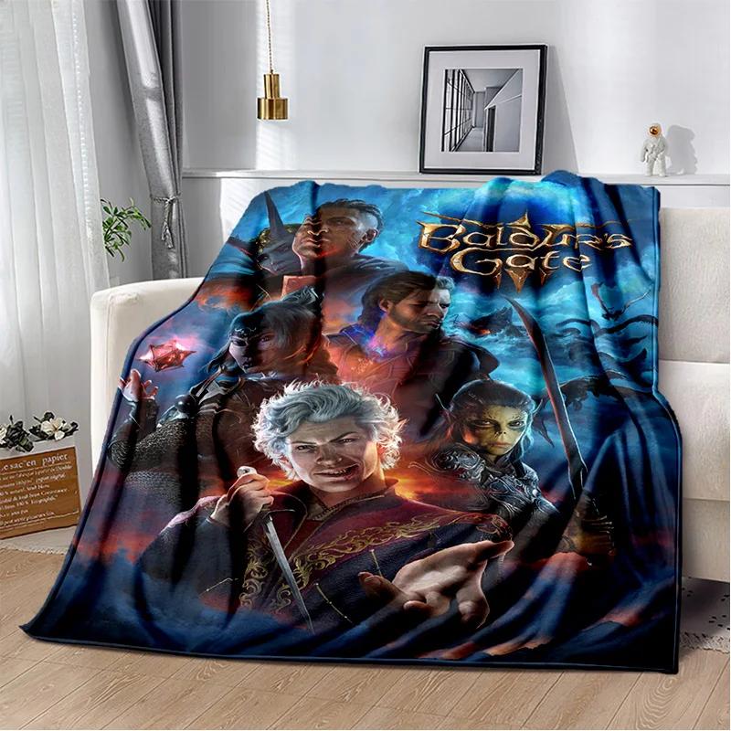 Baldur Gate3 Game Gamer Cartoon 3D Blanket,Soft Throw Blanket for Home Bedroom Bed Sofa Picnic Travel Office Cover Blanket Kids