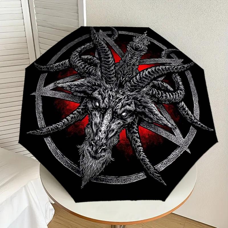

1pc Baphomet Satanic Symbol Umbrella with Plastic Handle,Suitable for All Seasons Home Travel Outdoor UmbrellaDD1427