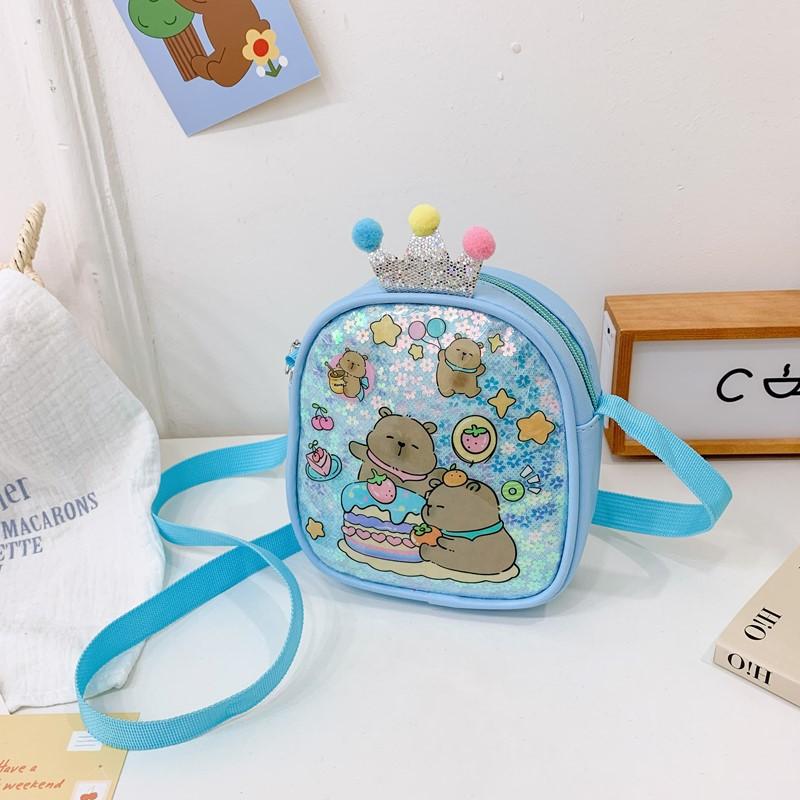School Bag Children's Backpack Mini Pu Princess Sequined Shoulder Backpack Children's Accessories Bag Cartoon Change Bag