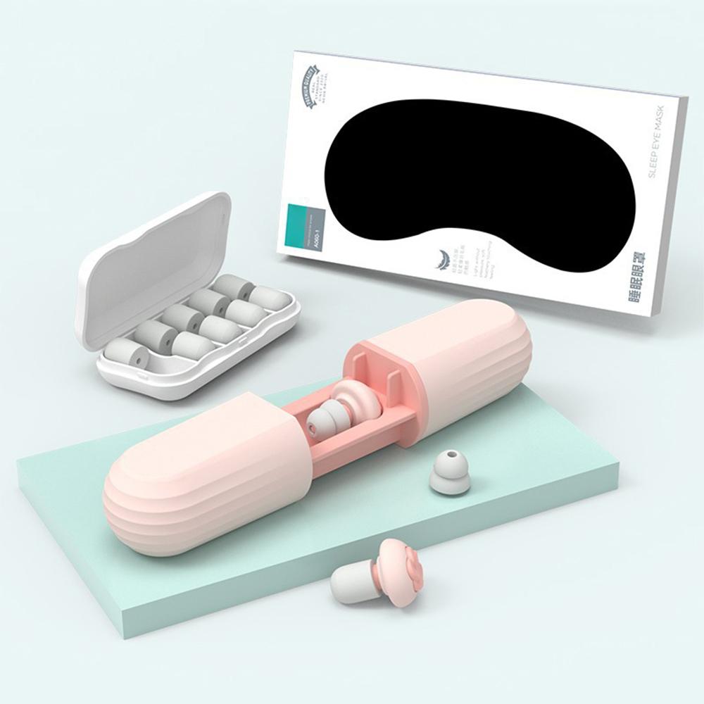 

Повільно відновлювані беруші з пам яттю Формовані беруші Шумозаглушуючі беруші для сну Захист від шуму Дорожні Портативні з 3D маскою для очей Шовкова маска для очей