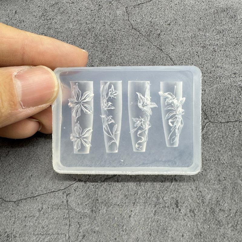 Transparent Silicone Nail Art Mold Exquisite Handmade Butterfly Bow Flower 3D Nail Art Accessory Diy Creative Nail Art Mold Gift