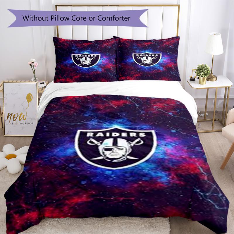 Raiders Football Legacy Printed Pattern Duvet Cover Set – includes 1 duvet cover and 2 matching pillowcases Bedroom decor Christmas gifts