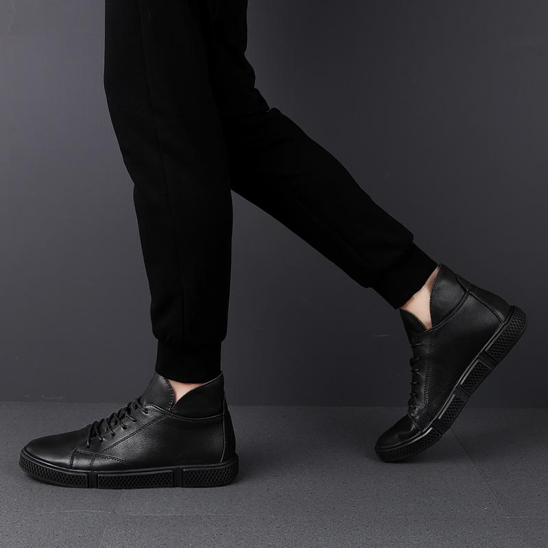 Pohodlné pánské boty z pravé kůže, pánské outdoorové tenisky, výprodej, šněrovací pánské kotníkové boty, pánské zimní plyšové sněhule