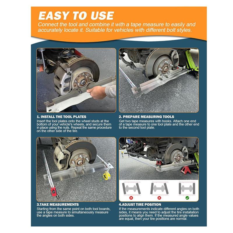 H5-Car Truck Universal Heavy Duty Toe Alignment Tool Plates Stainless Wheel Alignment Tool Plate Accurate Measurements