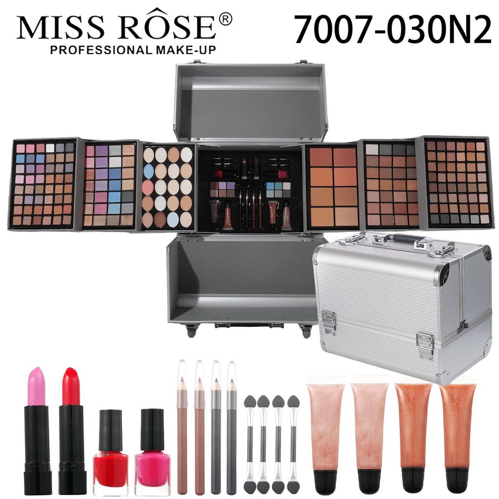 Set Paletă Machiaj MISSROSE: Fard de ochi, Luciu de buze, Ruj, Fard de obraz, Corector, Illuminator și Pudră.