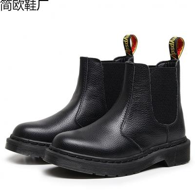 Boots Women's Lychee Pattern Soft Leather Locomotive Boots Leather Short Boots Men's and Women's