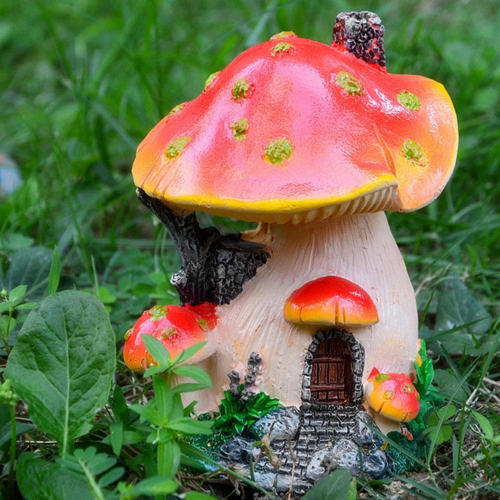 Cute Unique Artificial Mushroom Decor Resin Craft Statue Bonsai Landscape Decoration Ornament