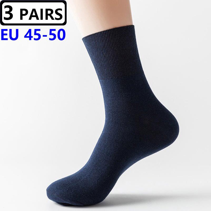 

3 пары/лот мужские носки большого размера EU48,49,50 универсальные повседневные деловые мужские носки с защитой от запаха Sox Meias Calcetines Hombre 3 PAIRS