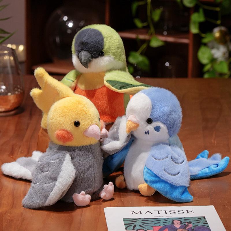 New Cute Cartoon Bird Parrot Hand Puppet Plush Toy Doll Happy Interactive Gift for Girls Birthday Gift