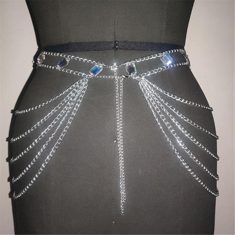 Rhinestones Body Chains Beach Bikini Bra Top Crystal Chest Chains Wasit Body Jewelry Accessories for Women Girls Gifts