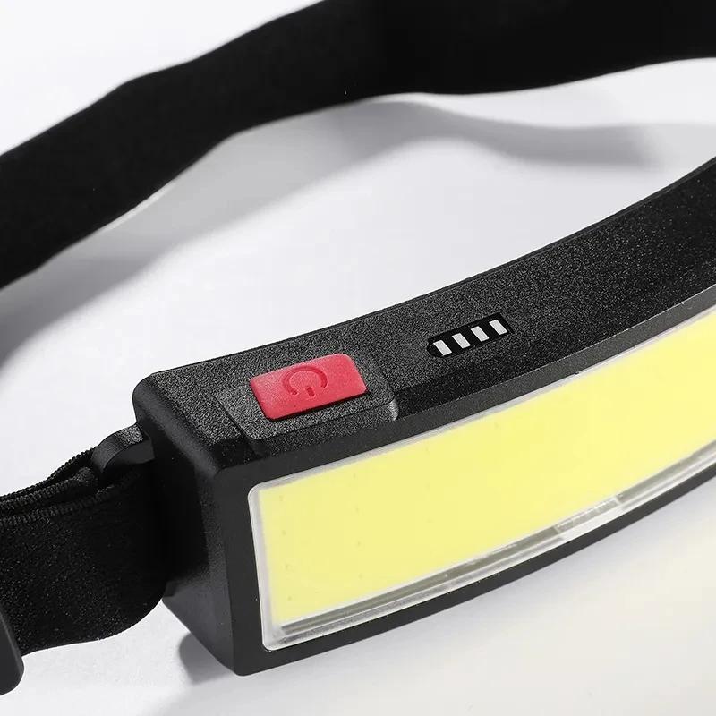 Výkonná COB LED čelovka Typ-c Nabíjateľná čelovka Vstavaná batéria Vonkajšia rybárska kempingová lampa Vodotesná baterka