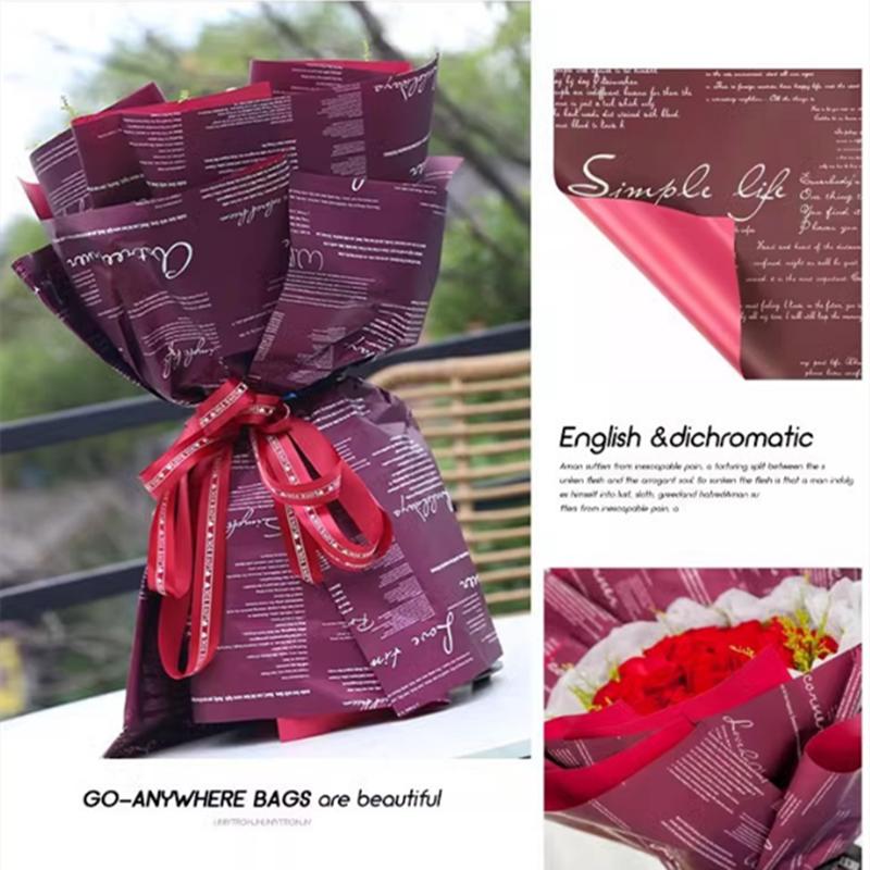 Nytt Premium Tvåfärgat Vattentätt Oya & Hanfei Omslagspapper för Rosbuketter – Dubbelsidigt Floralt Presentpapper, DIY Blomsterarrangemangsmaterial
