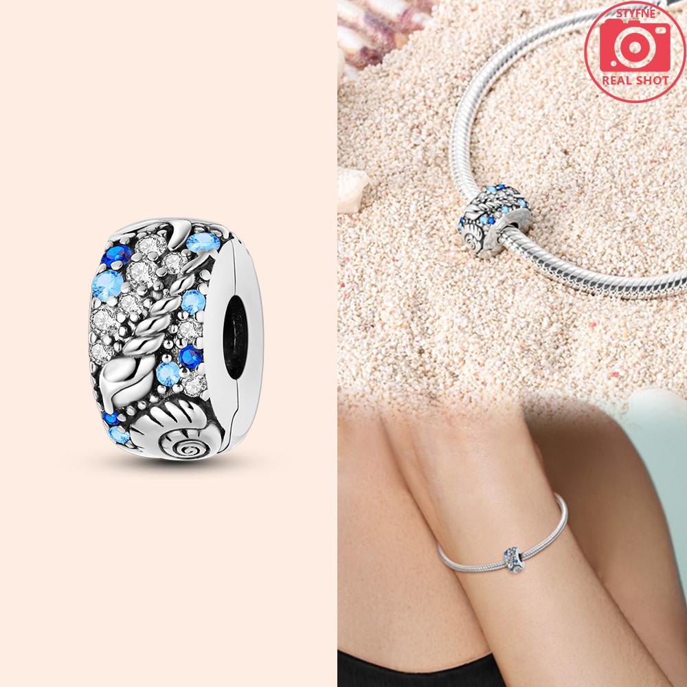 S Copper Charms Beads Cz Pave Round Clip Charms Fit Original Bracelet Necklace Charms Jewelry Fine Gift