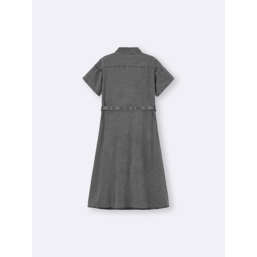 GU by Uniqlo Rochie Cămașă de Lucru Denim Light Mânecă Scurtă +ec