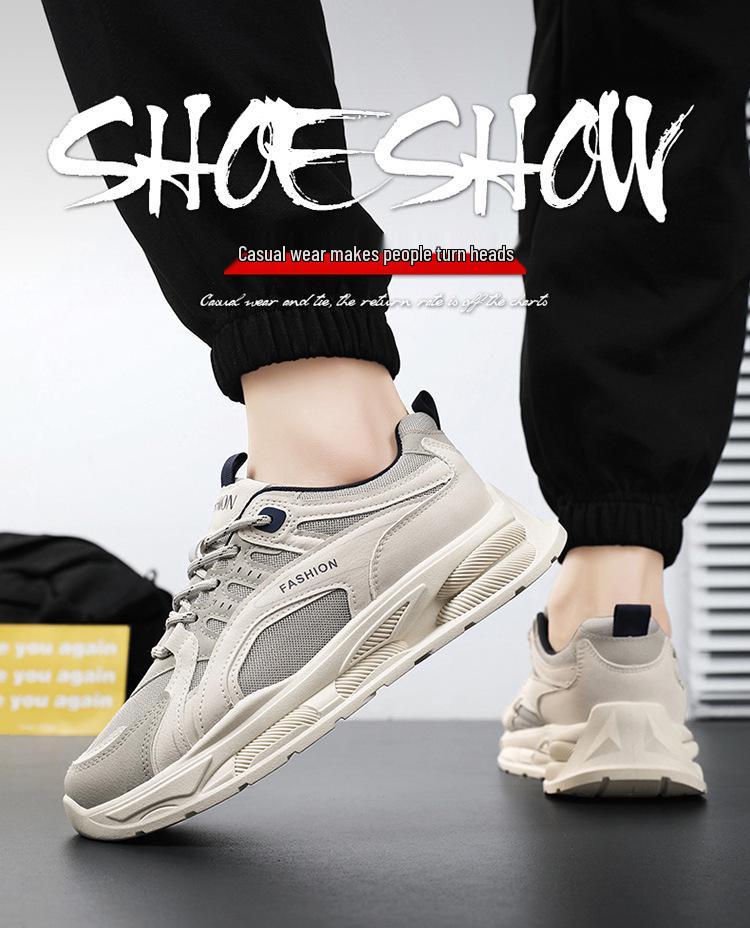 Men's Summer Korean-Style Mesh Sneakers: Breathable, Trendy, Versatile, and Thick-Soled Casual Dad Sports Shoes.