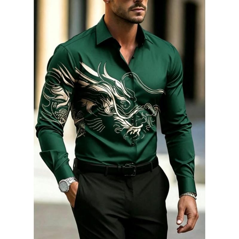 Men's Long Sleeve Shirt Casual All-match Fashion Street Mens Shirt Lapel Single-breasted Long Sleeve Top Men's Clothing