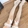 Sommer Spitzenstrümpfe Damen Dessous Netzstrümpfe Sexy Partykleidung Schleife Lange Socken Lolita Mädchen Kleidstrümpfe Schwarz Weiß