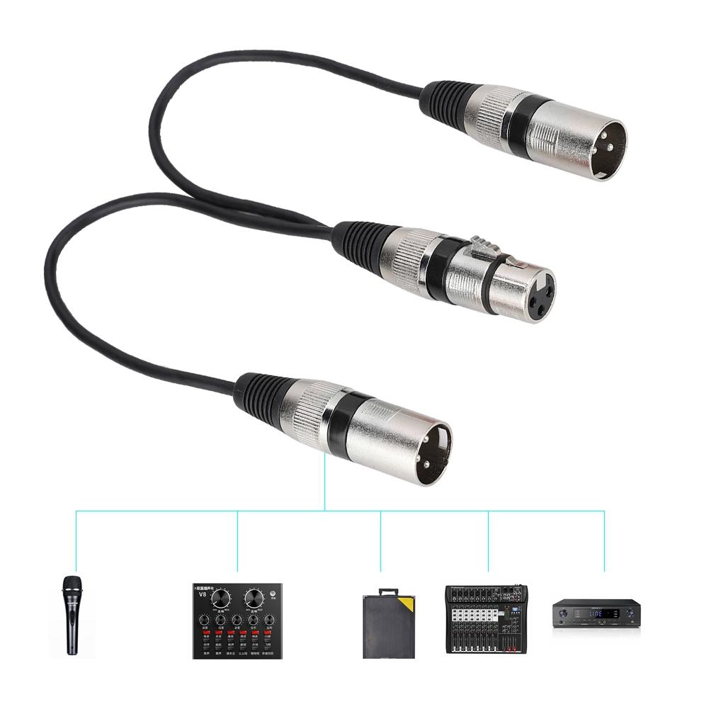 30cm XLR Female Jack To Dual Male Head Splitter Adapter O Mic Extension Cable for Canon Black
