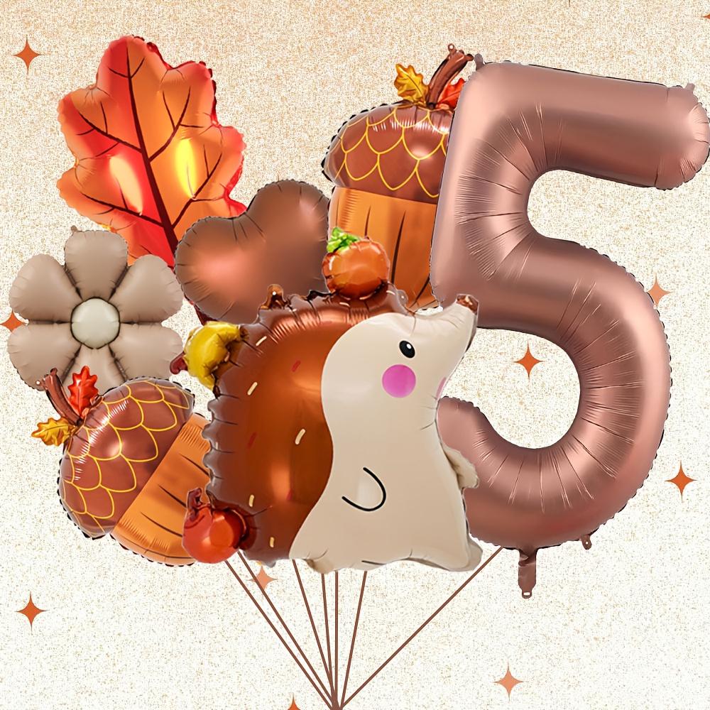 7pcs Autumn Pinecone Hedgehog Balloon Set 32 Inch Brown Number 1-9 Birthday Balloon Thanksgiving Party Decoration Photo Props