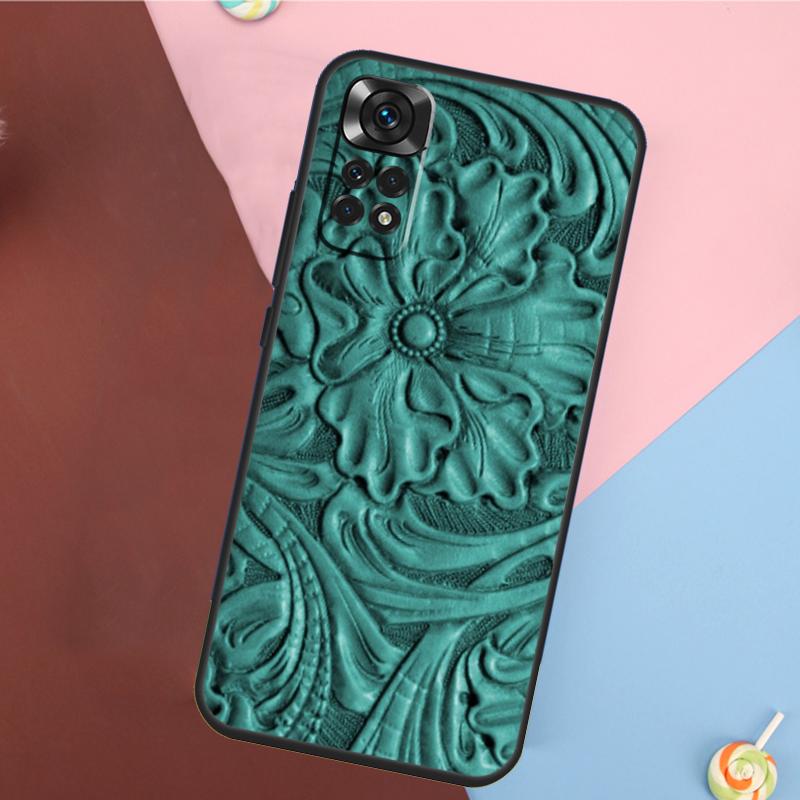Brown Tooled Leather Pattern Cover For Xiaomi Redmi Note 13 14 Pro 12 11 9 10 9S 10S 11S 12S Redmi 14C 10C 12C 13C Case