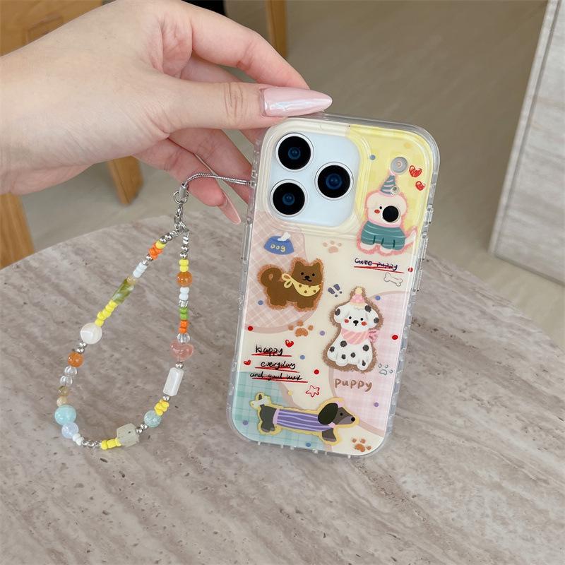 Colorful Polka Dot Puppy Case for iPhone 17/16 Pro Max/15/14 - Cute and Stylish Cover for Girls