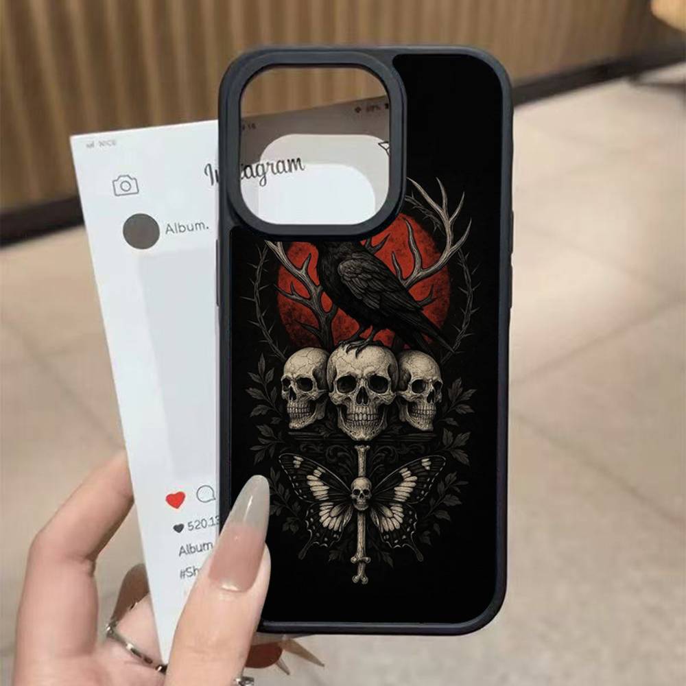 Skull Gothic Creepy Pastel Goth For iPhone 17 16 Pro Max Air 13 12 Mini 14 15 Plus 11 PC+TPU Back Cover