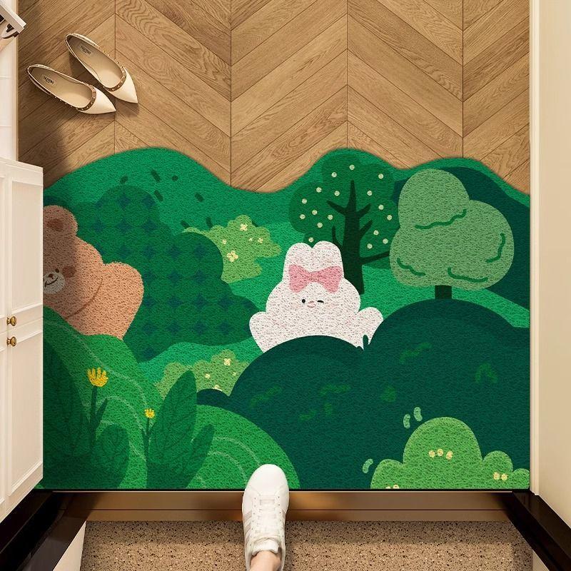 

VIKAMA Входной шелковый круг Противоскользящие напольные коврики Прихожая Скребущие грязь Коврики от царапин Режущиеся коврики для ног Грязеотталкивающие 40X60CM(1.3X2FT