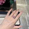 Luxury Pink Diamond Ice Cut Ring for Women Chunky Square High Carbon Diamond Wedding Band