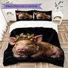Vintage Persona Pig Pattern Bedding uilt Set uilt Cover Pillowcase Home Decoration Birthday Gift (1 * duvet cover + 2 * pillowcase without core)