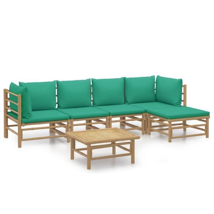 VidaXL Salon de jardin 6 pcs avec coussins vert bambou 3155148
