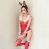 Erotic Christmas Reindeer Lingerie Set with Fuzzy Antler Stockings