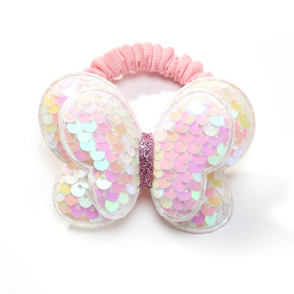 1PC New Cute Sequin Butterfly Girls Kids Ponytail Elastic Hair Bands Children Hair Ties Princess Hair Accessories Baby Headwear