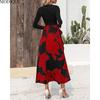 MODIQUE 2025 Spring New Women's Casual Vintage Floral Printing Patchwork Long Dress Ladies A-Line Long Sleeve O-Neck Dress