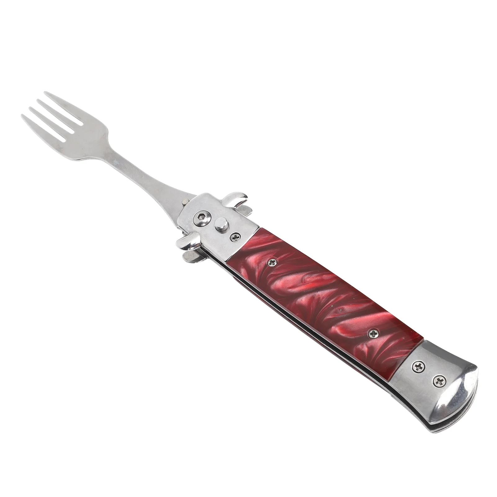 

Camping Utensils Fork Multifunctional 304 Stainless Steel Pocket Size Folding Spring Fork Ergonomic Handle Sturdy for Hiking Medium