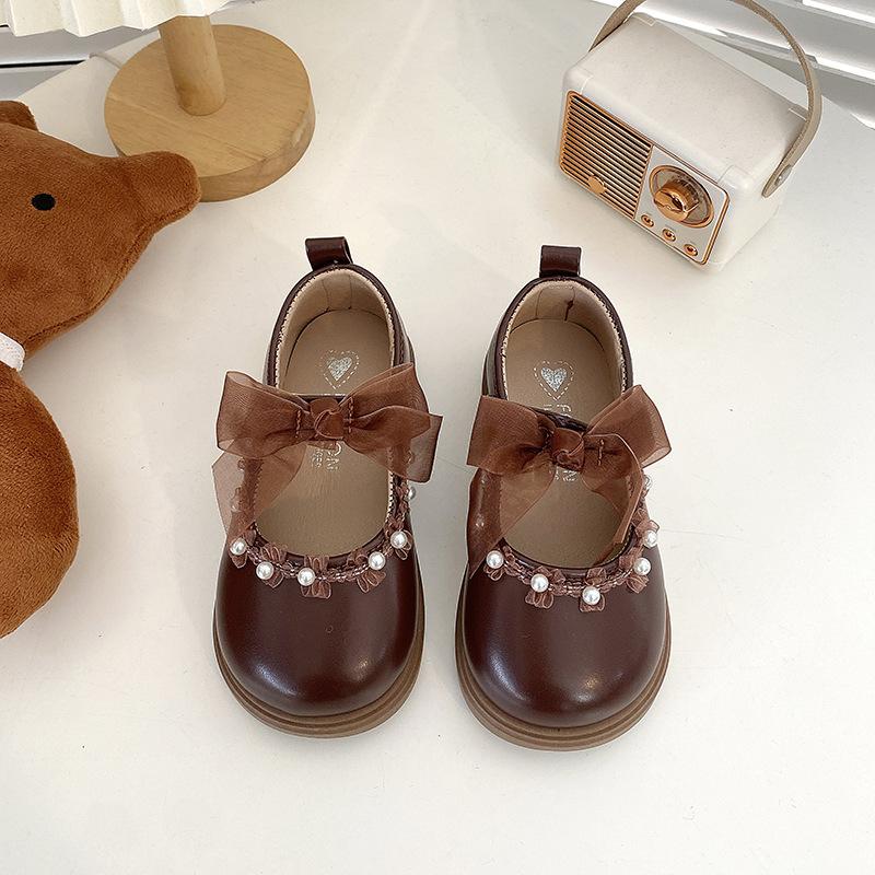 Spring and Autumn New Style Trend Bow Versatile Girls Comfortable Soft-soled Leather Shoes