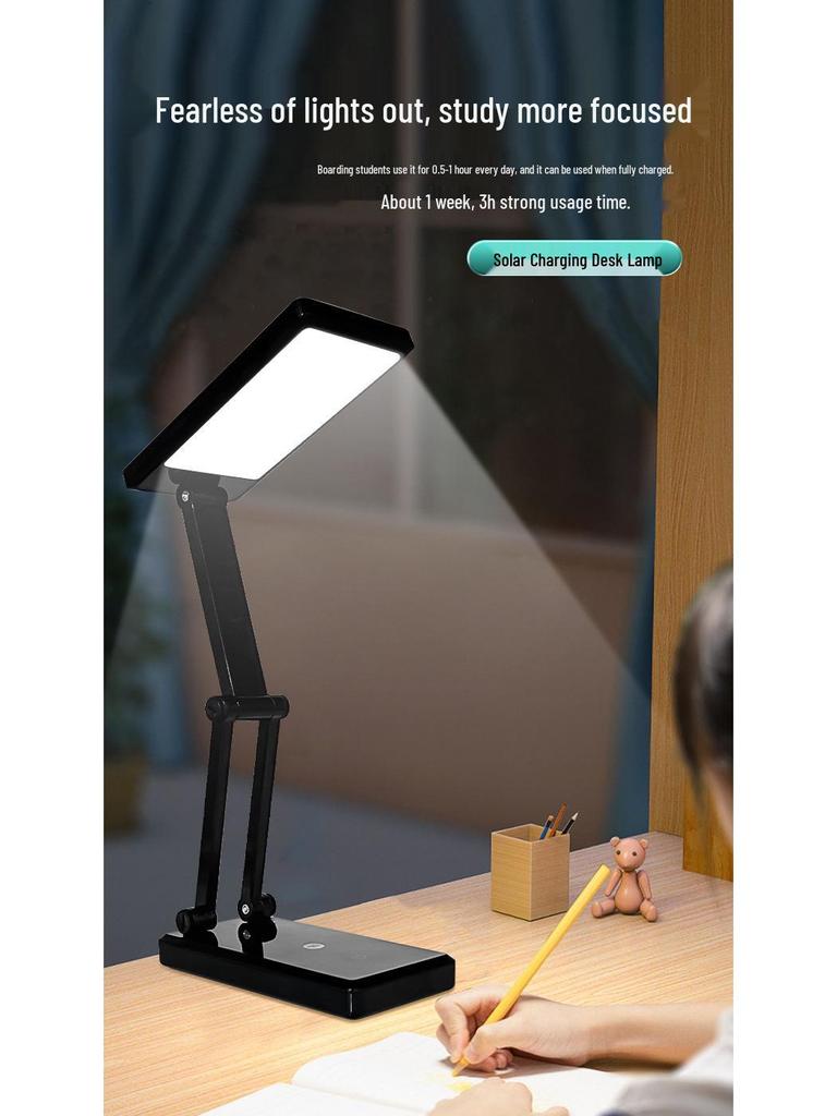 Jiuliang LED Solar Charging Desk Lamp 666T - Foldable Eye Protection Reading Light for Students