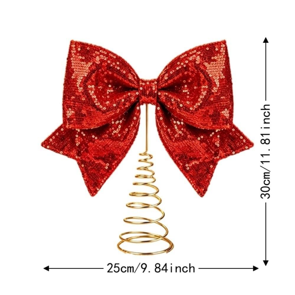 Shiny Sequin Bow Tree Topper Stable Christmas Tree Top Decoration  Home Christmas