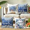 Beach - Inspired Nautical Pillow Cover: Seashells, Anchors and Coastal Quotes, Sofa Cushion Cover, Bedroom Room Decor