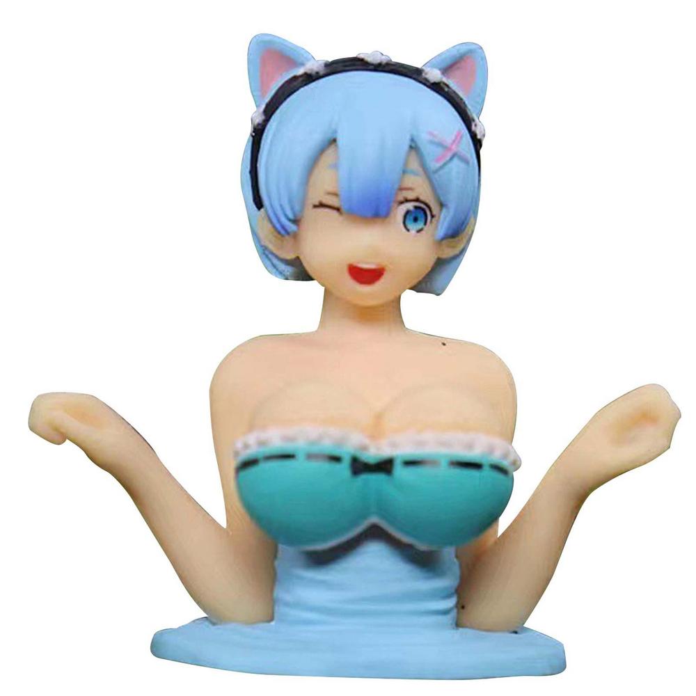 New Shaking Chest Girl Car Dashboard Ornament Sexy Cute Anime Dolls Plump Car Interior Shape Motorcycle Accessories Decoration