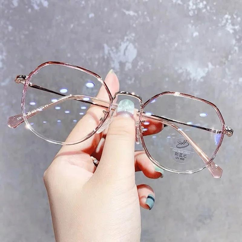 Finished Myopia Glasses Women Round Nearsighted Eyewear with Minus Degree -0.5 to -6 Diopter for Clear Vision