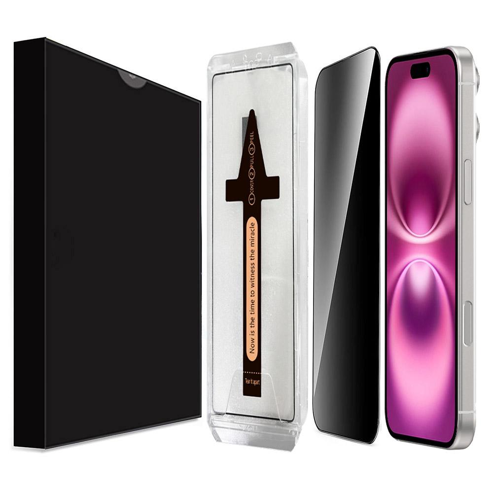 

For iPhone 16 Plus Anti Spy Tempered Glass Screen Protector with Automatic Dust Removal Tool As Shown A