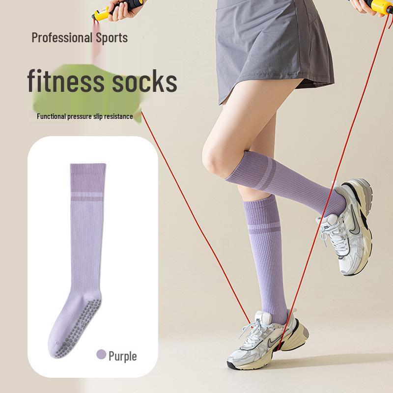 Calf Color Block Compression Socks: Non-Slip Yoga, Pilates, Cycling, Dance, and Fitness Thigh-Highs.