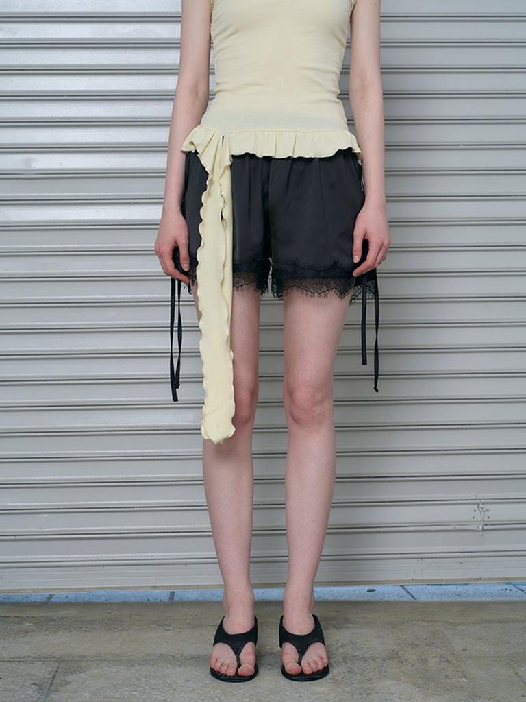 Lami Strap Point Satin Pants (Black Color)