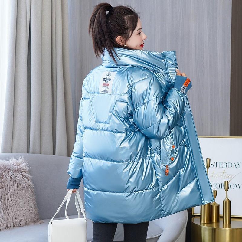 Boutique Women's Clothing Glossy Down Cotton Clothing Women's Clothing Winter Medium and Long Warm Casual Versatile